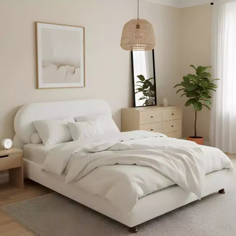Lit rembourré en bouclette moderne en bois d'hévéa Matteo Christopher Knight Home