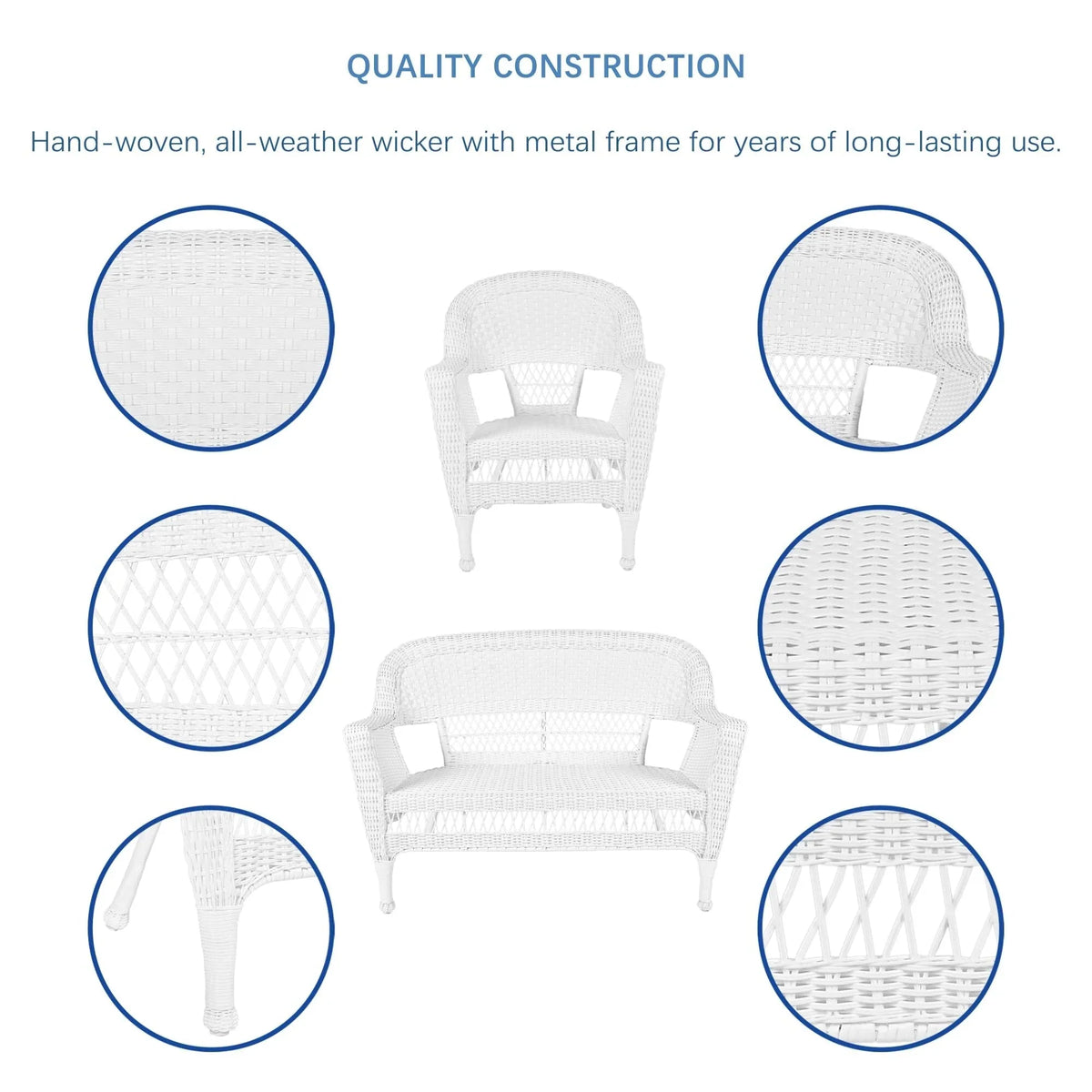 Salon de conversation 4 pièces en osier pour terrasse
