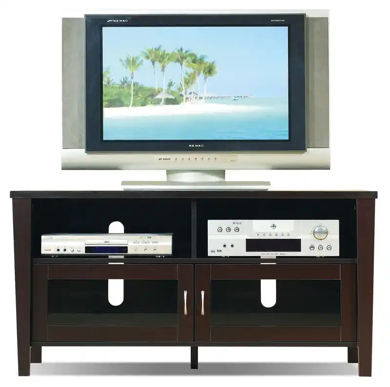 Meuble TV de 47 po avec rangement et gestion des câbles pour téléviseurs jusqu'à 55 po - Brun café