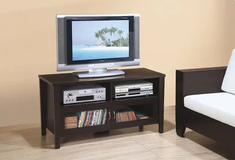 Meuble TV de 47 po avec rangement et gestion des câbles pour téléviseurs jusqu'à 55 po - Brun café
