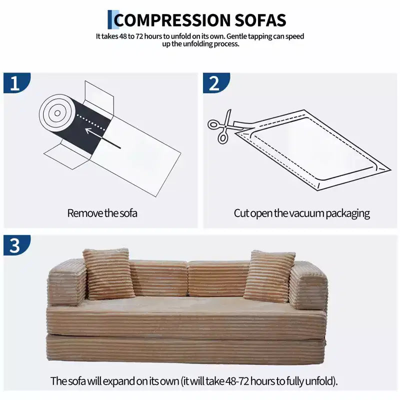 Canapé-lit convertible 5-en-1 de 80,7 po – Velours côtelé, 1 200 lb, aucun assemblage requis