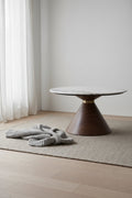 Alwin 31.5 Modern Round Coffee Table with White Sintered Stone Top
