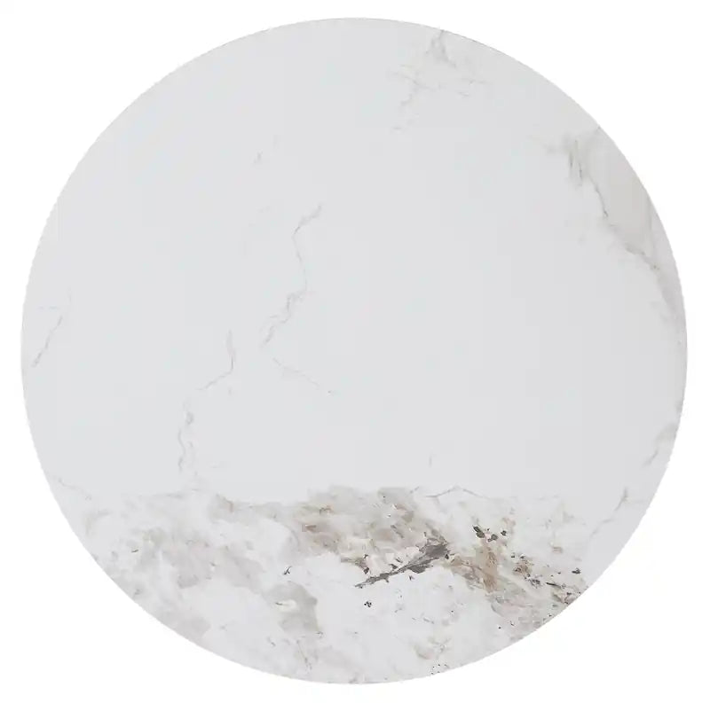 Table basse ronde moderne de 80 cm avec plateau en pierre frittée blanche