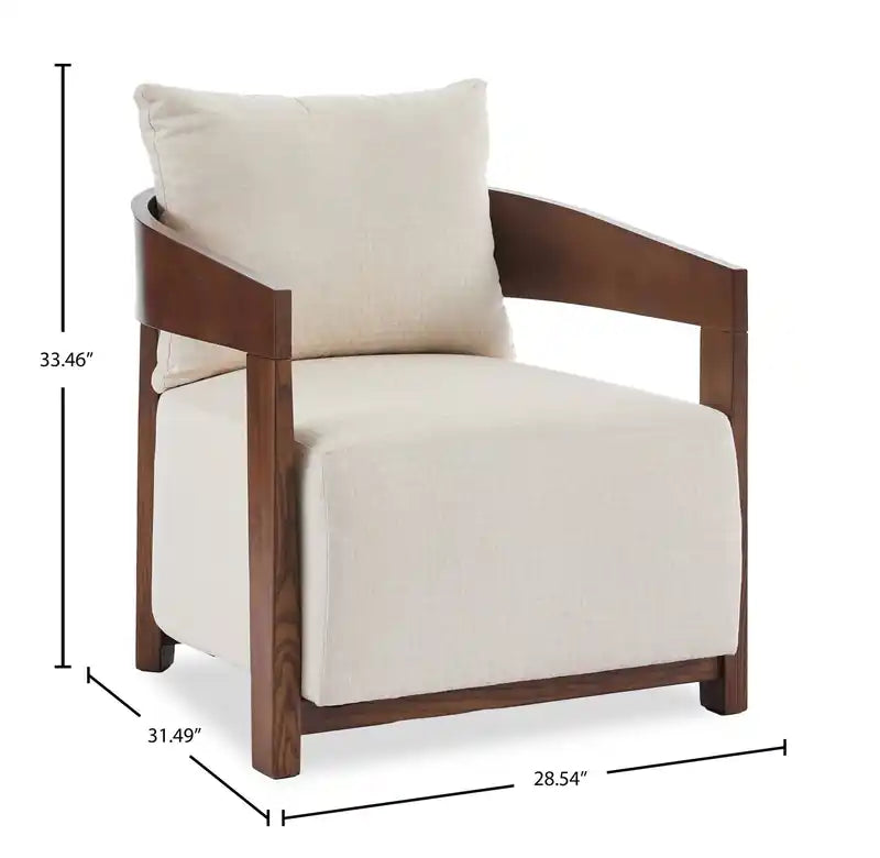 28.54 Fauteuil d'appoint en tissu avec accoudoirs et pieds en bois
