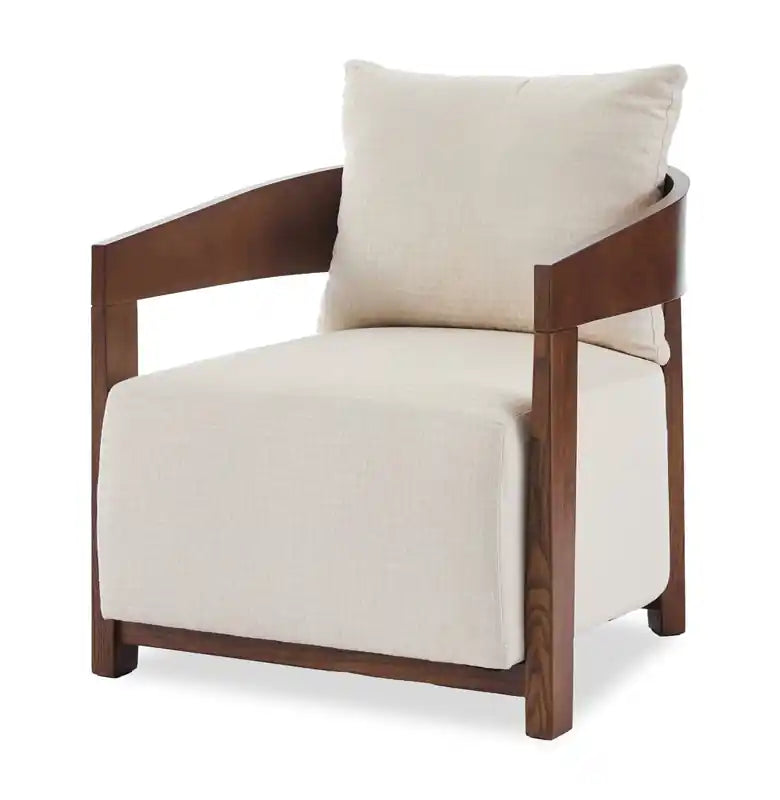 28.54 Fauteuil d'appoint en tissu avec accoudoirs et pieds en bois