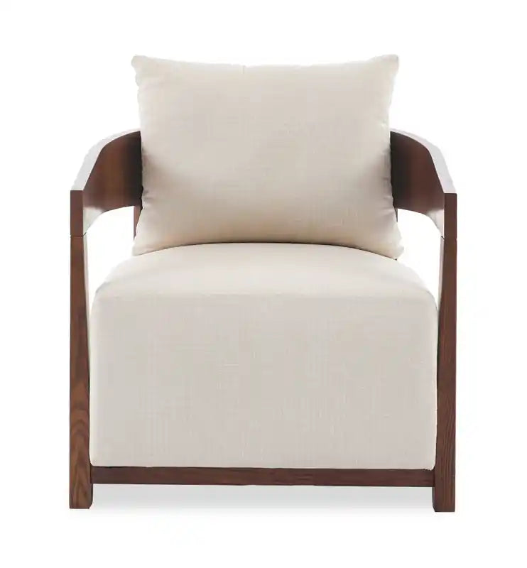 28.54 Fauteuil d'appoint en tissu avec accoudoirs et pieds en bois