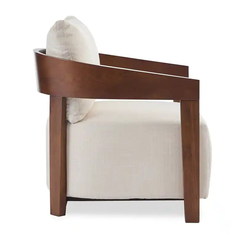 28.54 Fauteuil d'appoint en tissu avec accoudoirs et pieds en bois