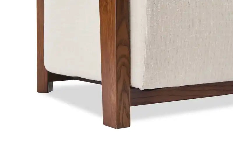 28.54 Fauteuil d'appoint en tissu avec accoudoirs et pieds en bois