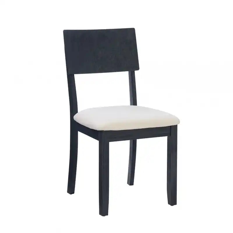 Chaise de salle à manger en tissu d'aspect lin anthracite