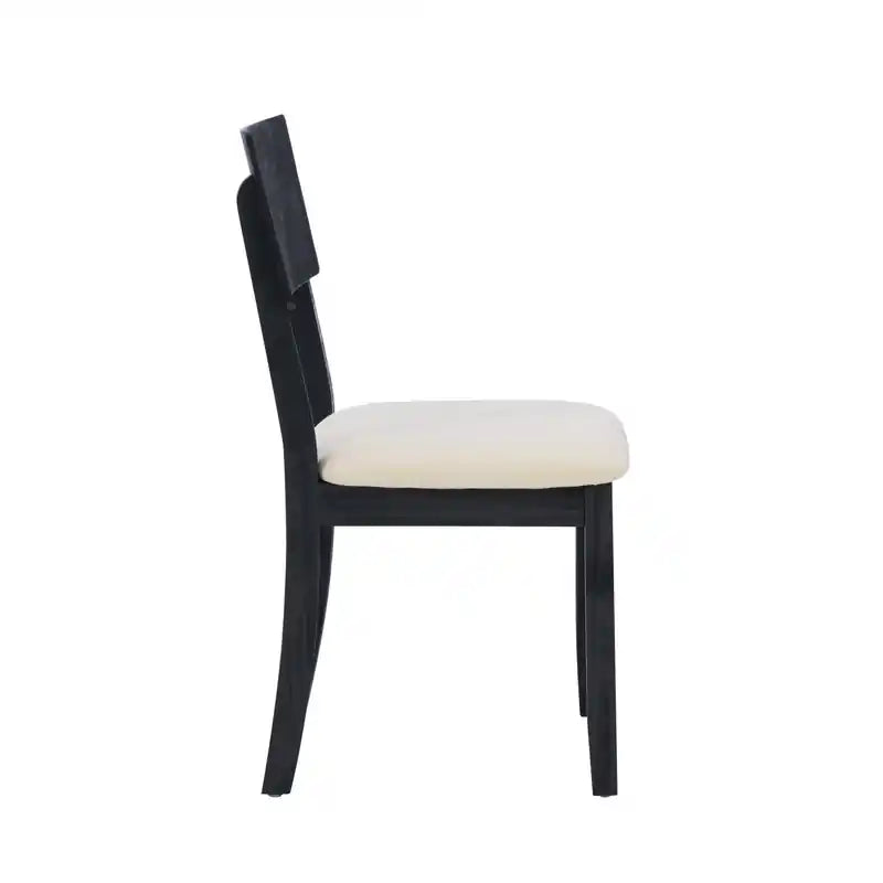 Chaise de salle à manger en tissu d'aspect lin anthracite