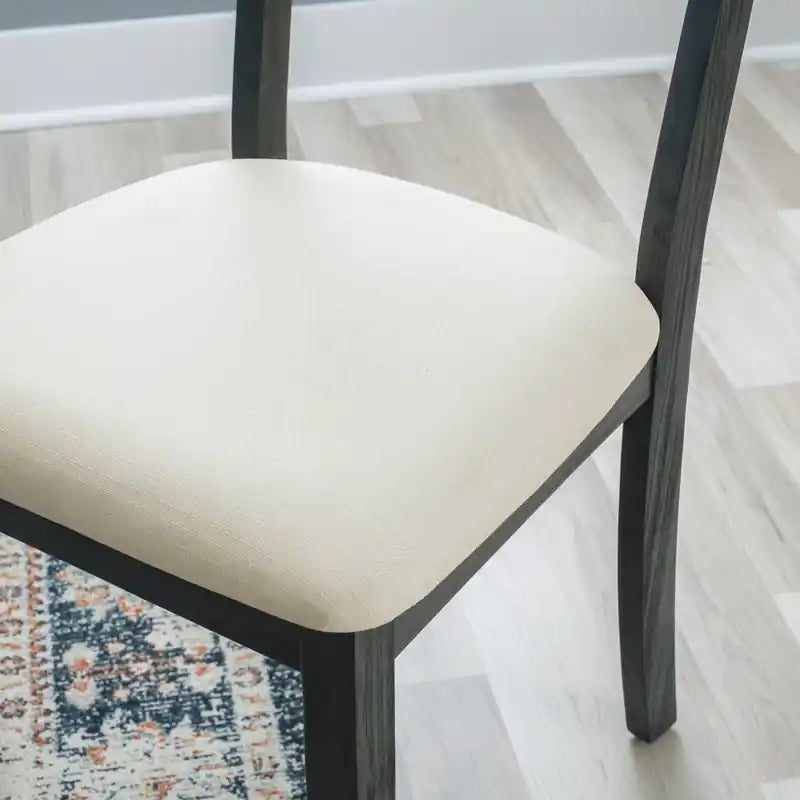Chaise de salle à manger en tissu d'aspect lin anthracite