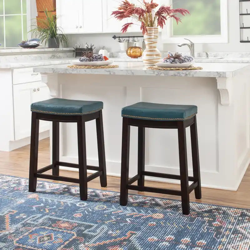 Tabouret de comptoir sans dossier en similicuir