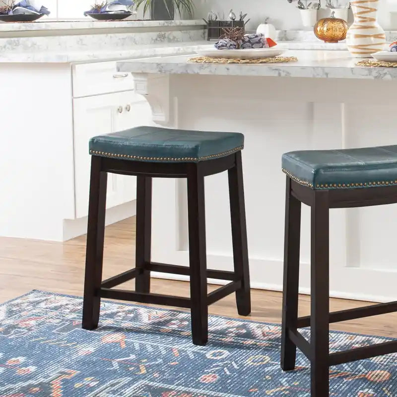 Tabouret de comptoir sans dossier en similicuir
