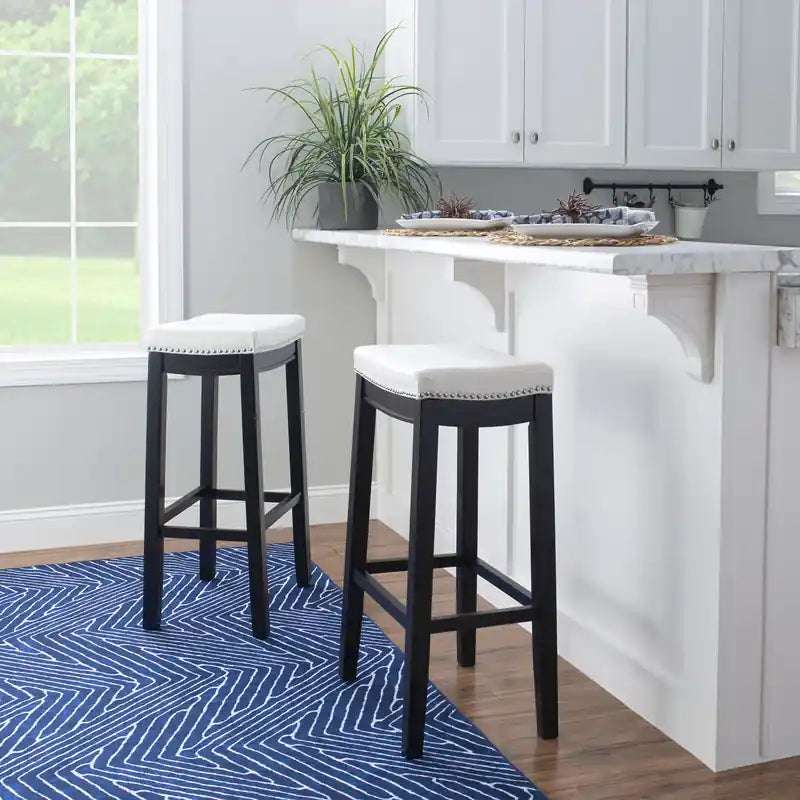 Tabouret de bar sans dossier en similicuir - Noir et blanc