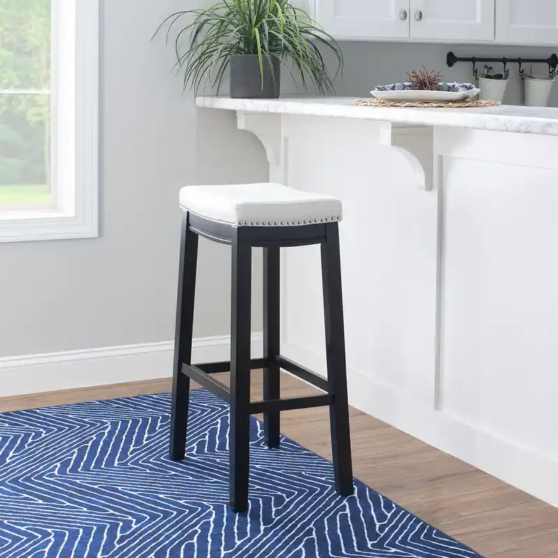 Tabouret de bar sans dossier en similicuir - Noir et blanc
