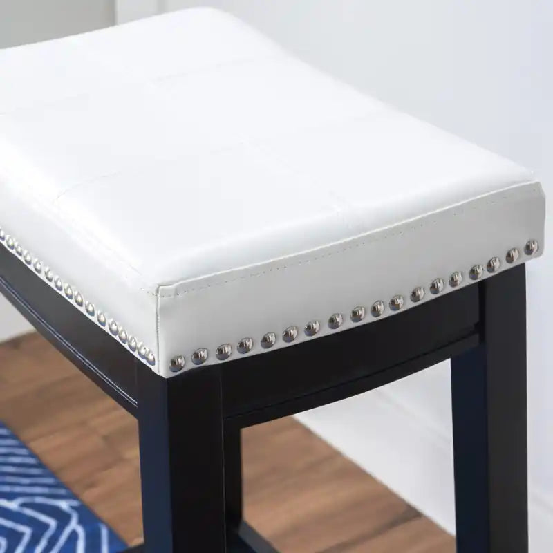 Tabouret de bar sans dossier en similicuir - Noir et blanc