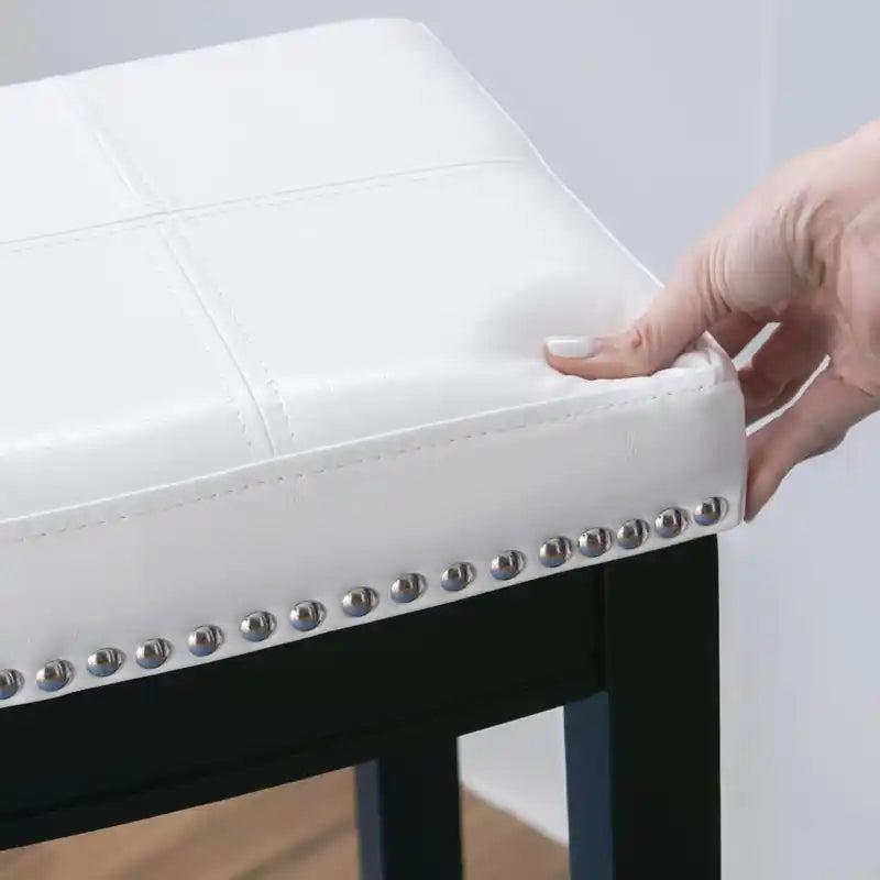Tabouret de bar sans dossier en similicuir - Noir et blanc