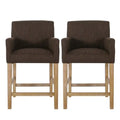 Gabrielle 26 Seat Height Counter Stools Set Of 2 With Upholstered Fabric And Solid Wood Legs