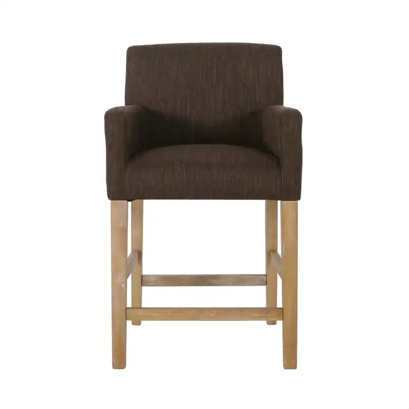 Tabourets de comptoir de 26 po de hauteur, lot de 2, avec tissu rembourré et pieds en bois massif