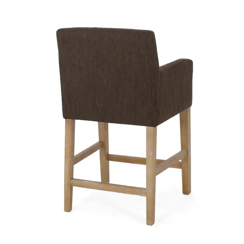 Tabourets de comptoir de 26 po de hauteur, lot de 2, avec tissu rembourré et pieds en bois massif