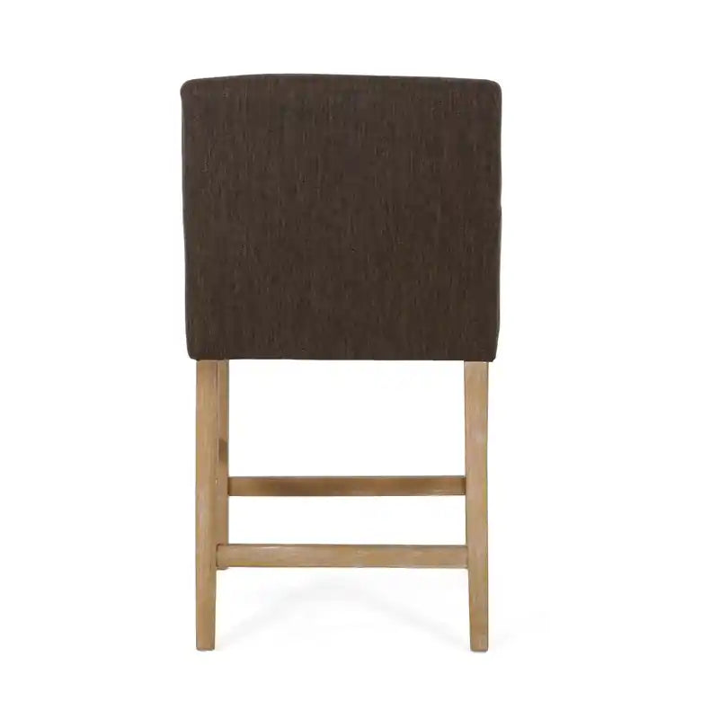 Tabourets de comptoir de 26 po de hauteur, lot de 2, avec tissu rembourré et pieds en bois massif