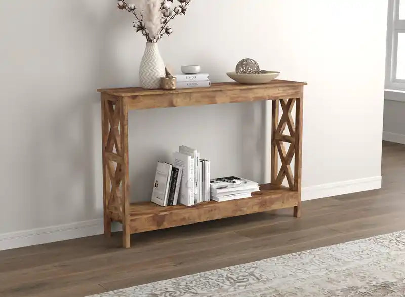 47 Console avec 1 étagère - Bois recyclé marron