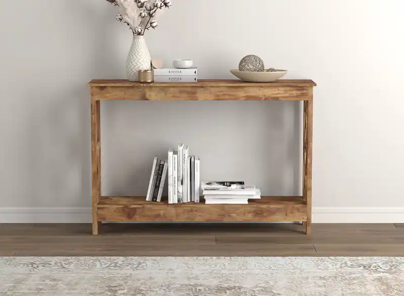 47 Console avec 1 étagère - Bois recyclé marron
