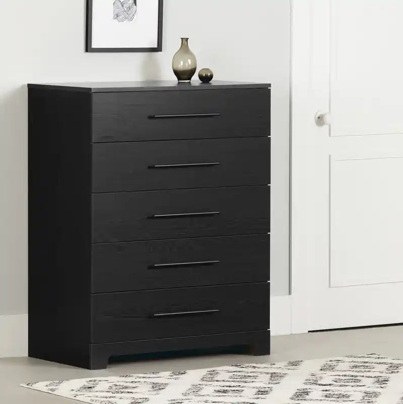 Commode 5 tiroirs - Chêne noir