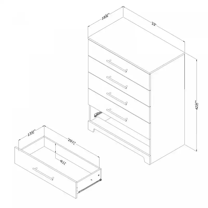 Commode 5 tiroirs - Chêne noir