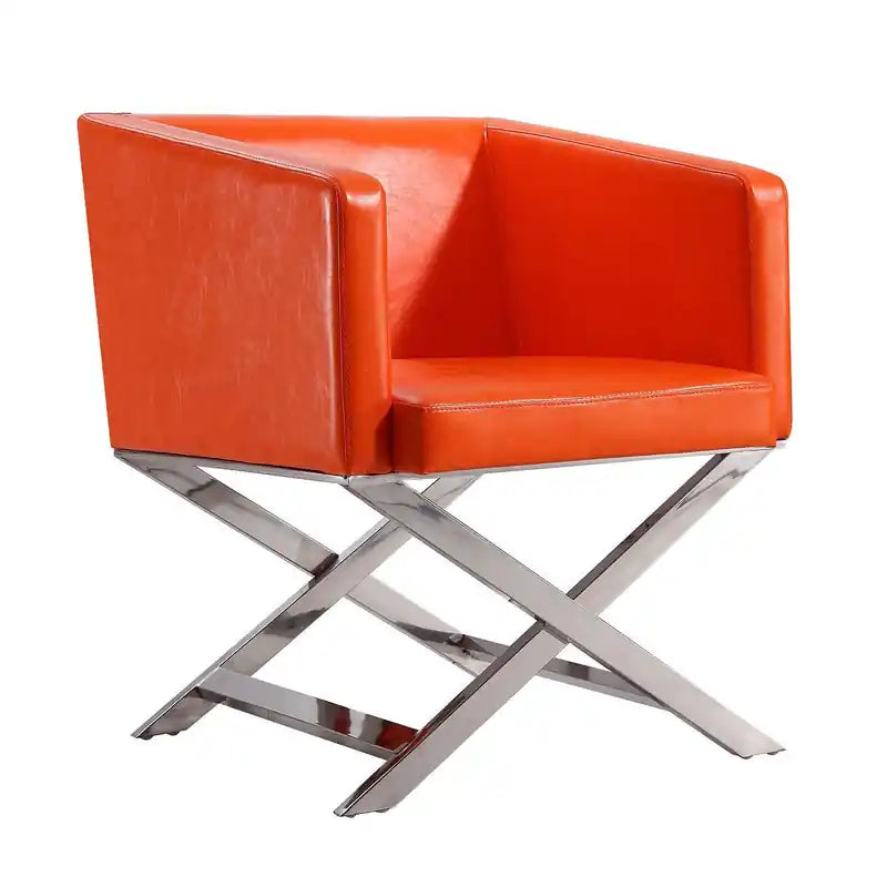 Manhattan Comfort Hollywood Polished Chrome Faux Leather Lounge Accent Chair