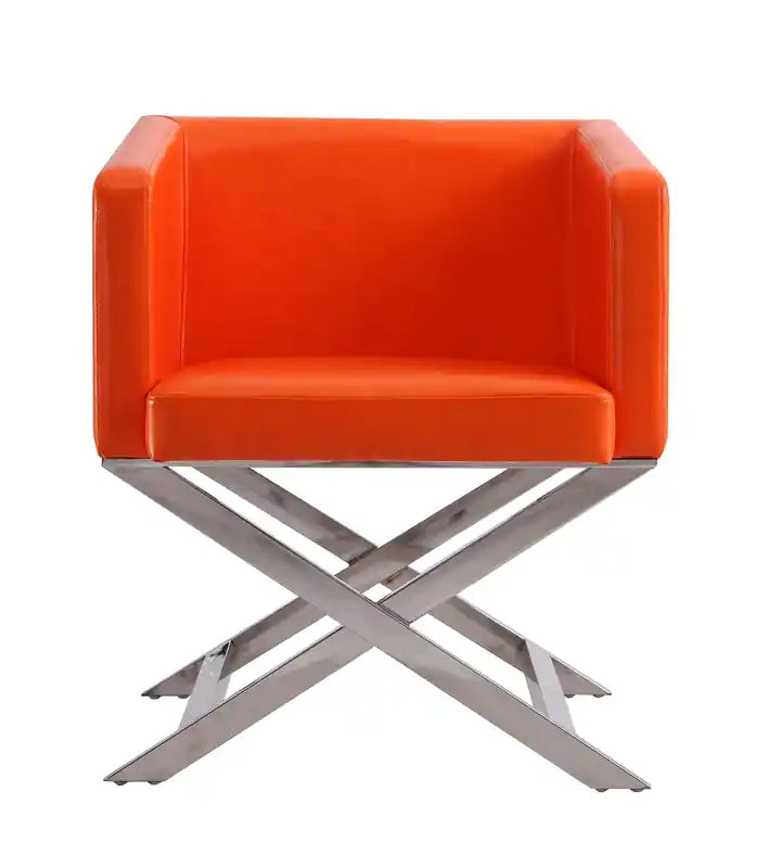 Fauteuil d'appoint de salon en similicuir chromé poli