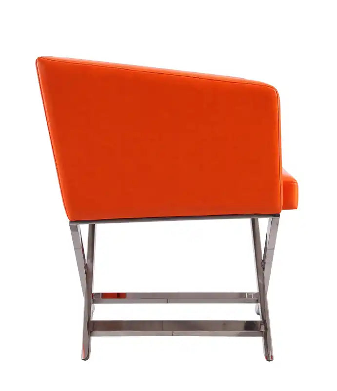Fauteuil d'appoint de salon en similicuir chromé poli