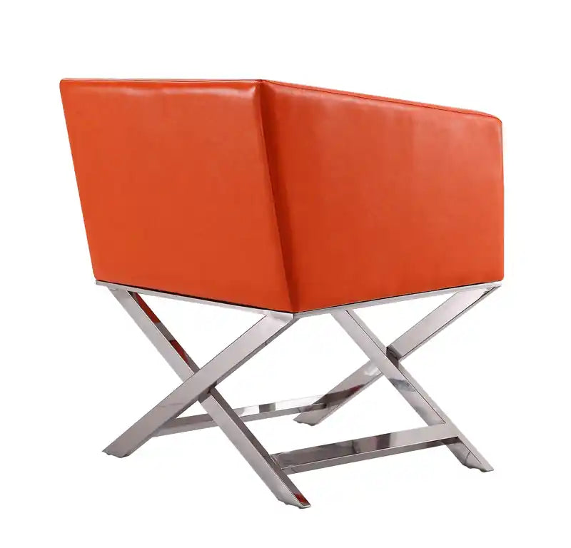 Fauteuil d'appoint de salon en similicuir chromé poli