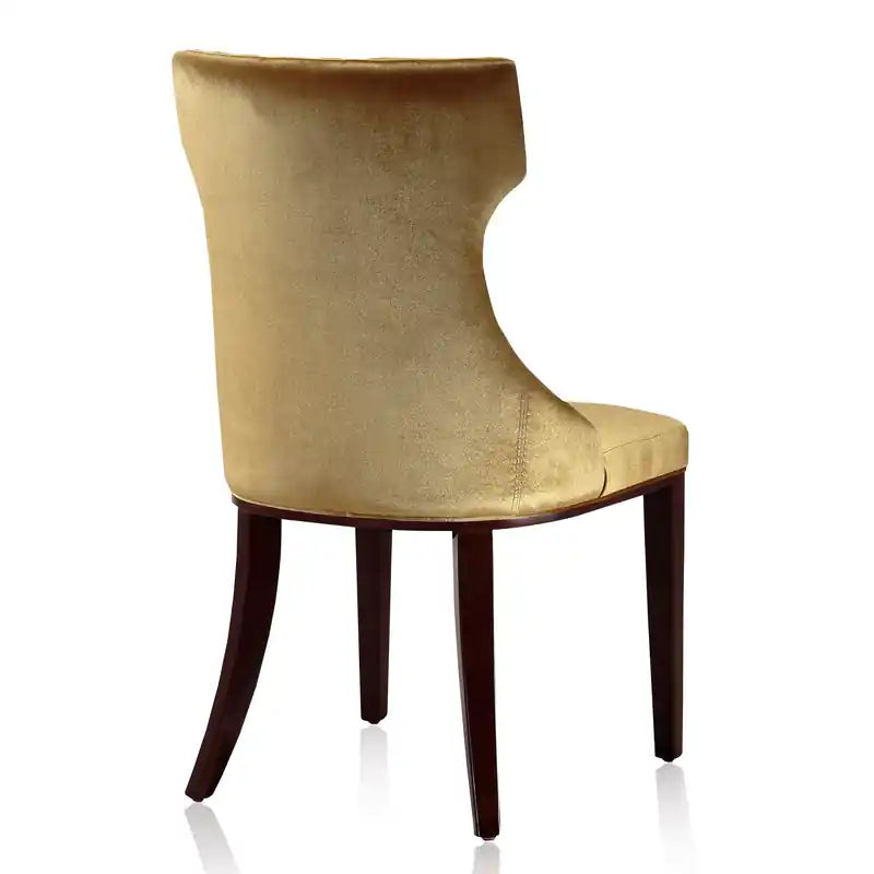 Chaise de salle à manger en velours - Or antique et noyer