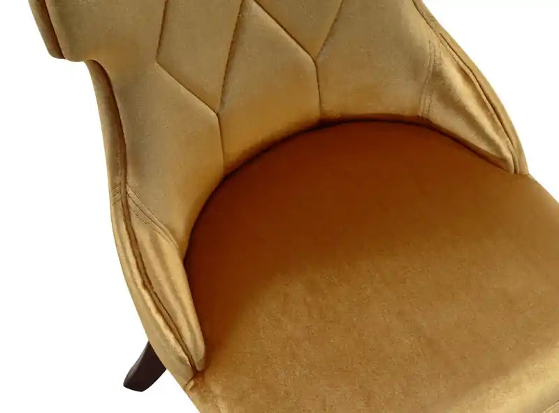 Chaise de salle à manger en velours - Or antique et noyer