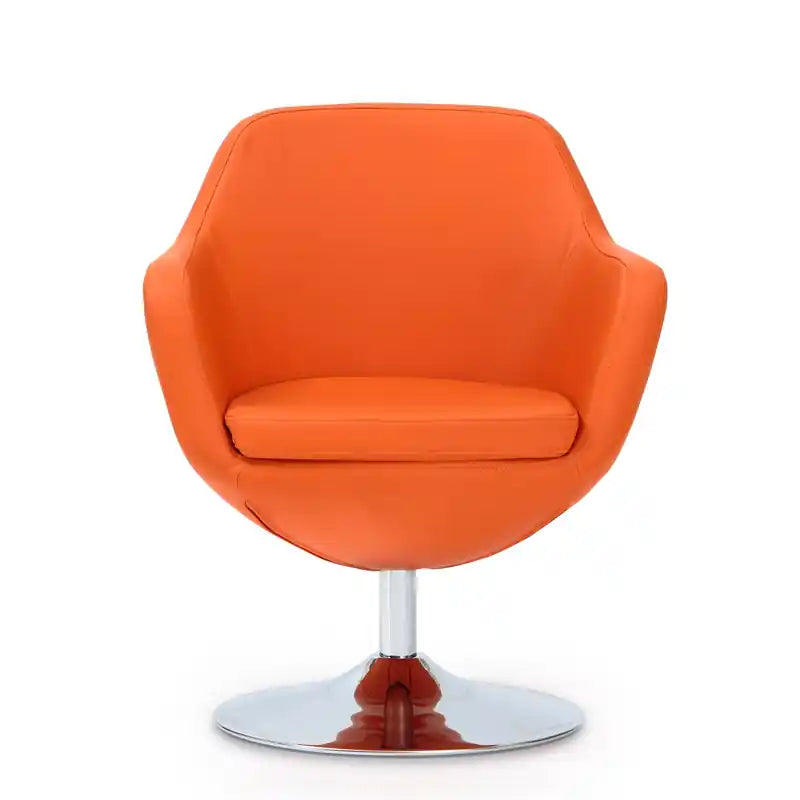 Fauteuil d'appoint pivotant en similicuir et chrome poli