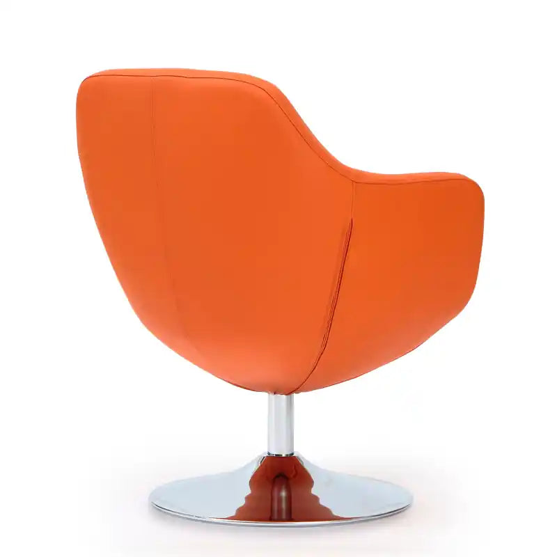 Fauteuil d'appoint pivotant en similicuir et chrome poli