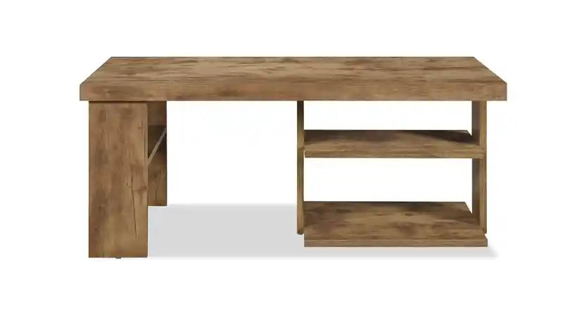43.3 Table basse rustique avec étagère - Bois clair finition pin