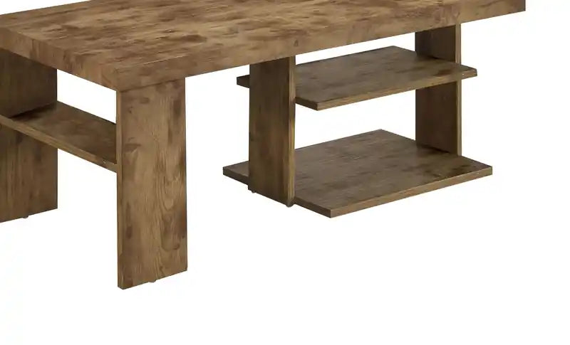 43.3 Table basse rustique avec étagère - Bois clair finition pin