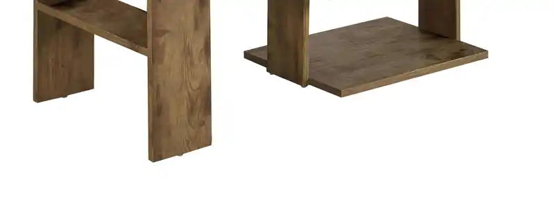 43.3 Table basse rustique avec étagère - Bois clair finition pin