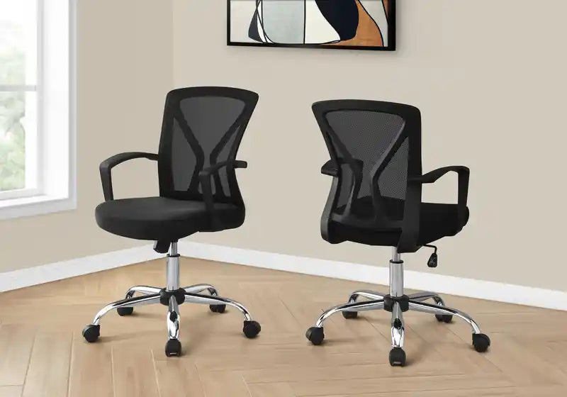 23.5 Fauteuil de bureau à dossier en maille - Noir/Chrome