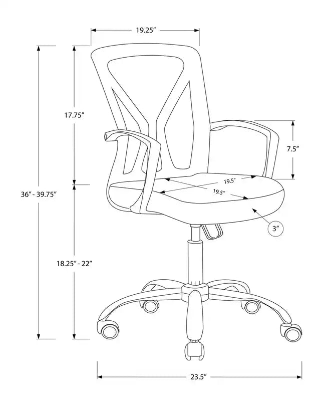23.5 Fauteuil de bureau à dossier en maille - Noir/Chrome