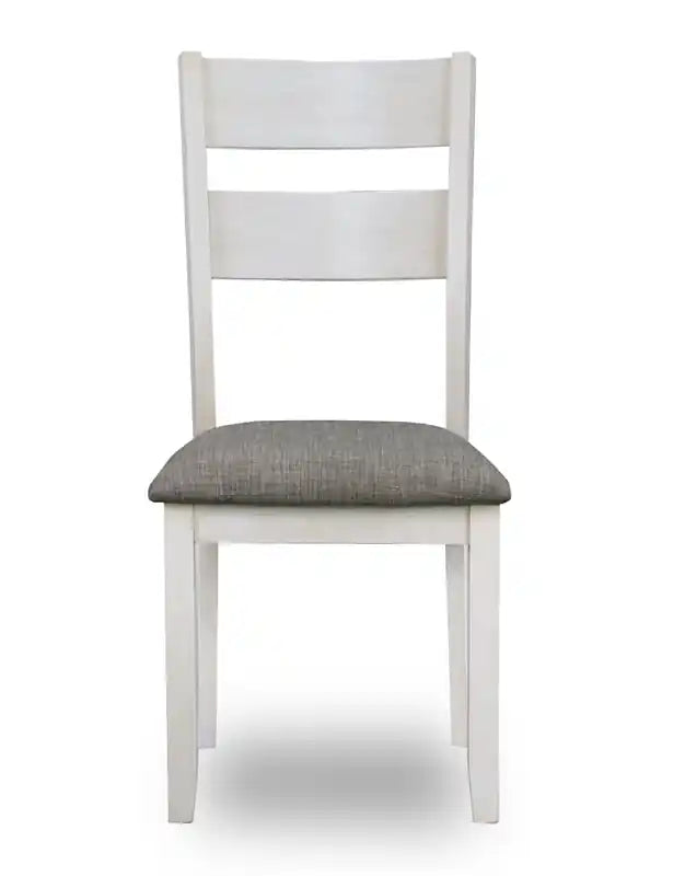 Chaise de salle à manger avec tissu aspect lin, bois, dossier à barreaux