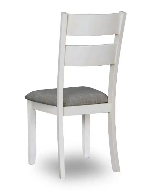 Chaise de salle à manger avec tissu aspect lin, bois, dossier à barreaux