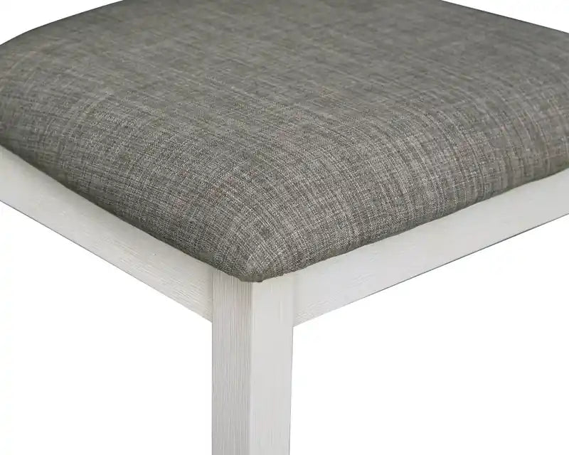 Chaise de salle à manger avec tissu aspect lin, bois, dossier à barreaux