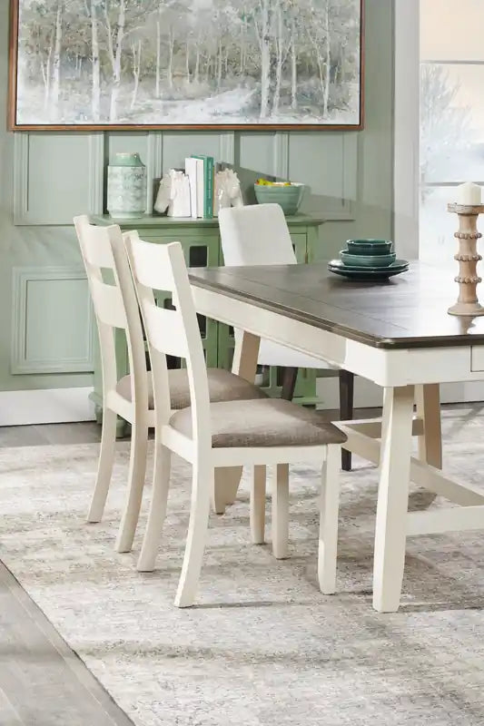 Chaise de salle à manger avec tissu aspect lin, bois, dossier à barreaux