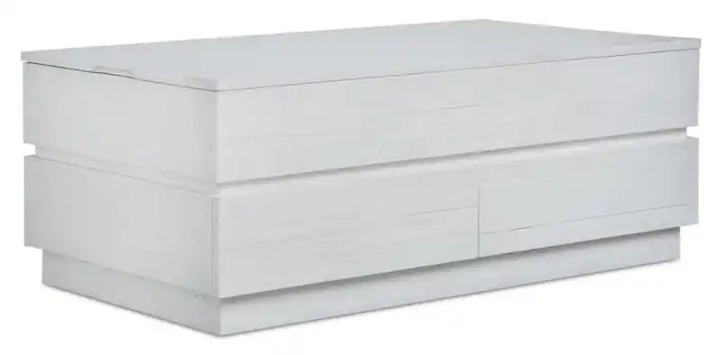Table basse relevable moderne 48" avec rangement - Bois Blanc Albâtre