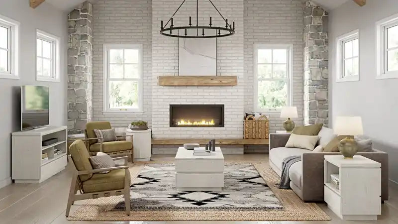 Table basse relevable moderne 48" avec rangement - Bois Blanc Albâtre