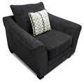 Made in Canada Febe 49 Chenille Fabric Chair with Flared Arms and Wood Legs - Charcoal Grey