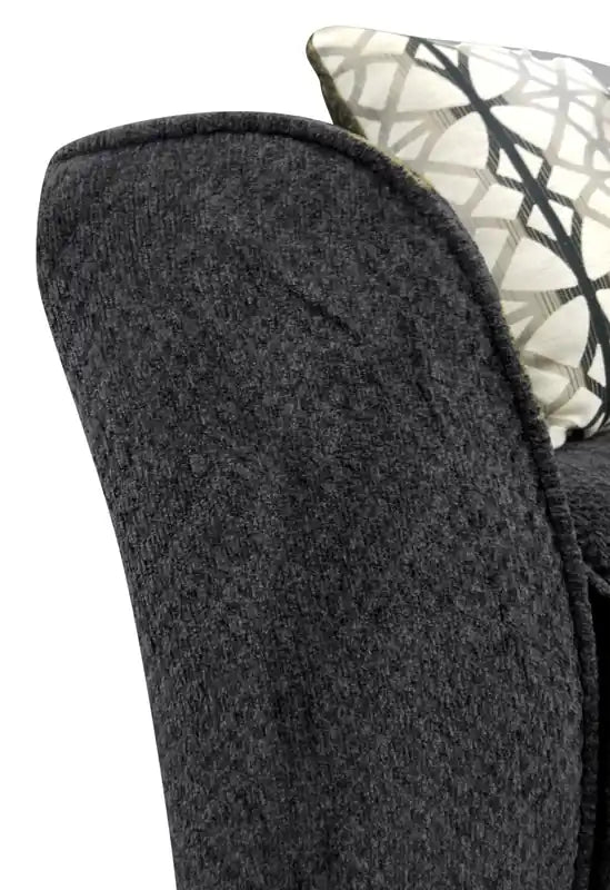 Fauteuil 49 en tissu chenille avec accoudoirs évasés et pieds en bois - Gris anthracite